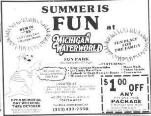 Michigan Water World - OLD AD FOR THE PARK